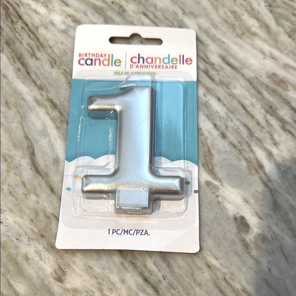 Silver Number 1 Birthday Candle